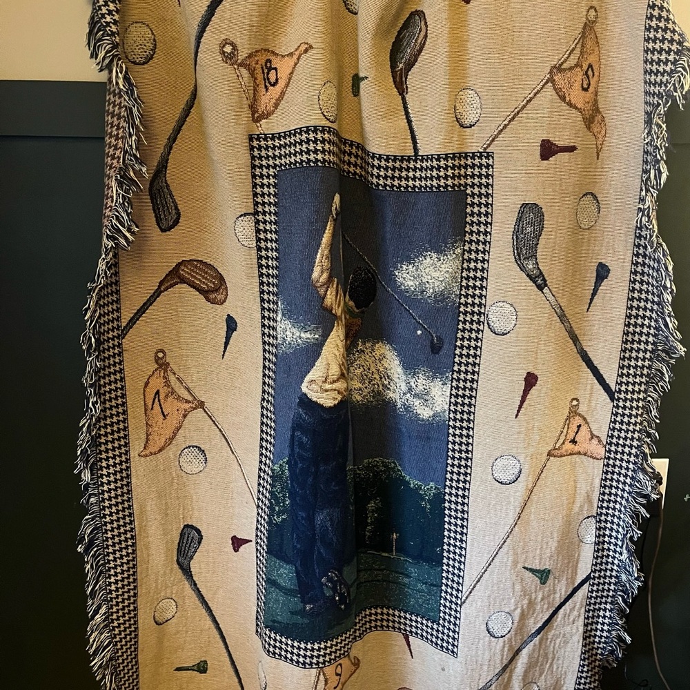 Cotton weave golf theme Tapestry Blanket